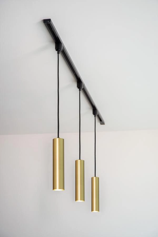 Lucide TRACK FLORIS Pendant Lamp - 1-phase Track lighting / System - 1xGU10 - Matt Gold / Messing (Extension) - ambiance 4
